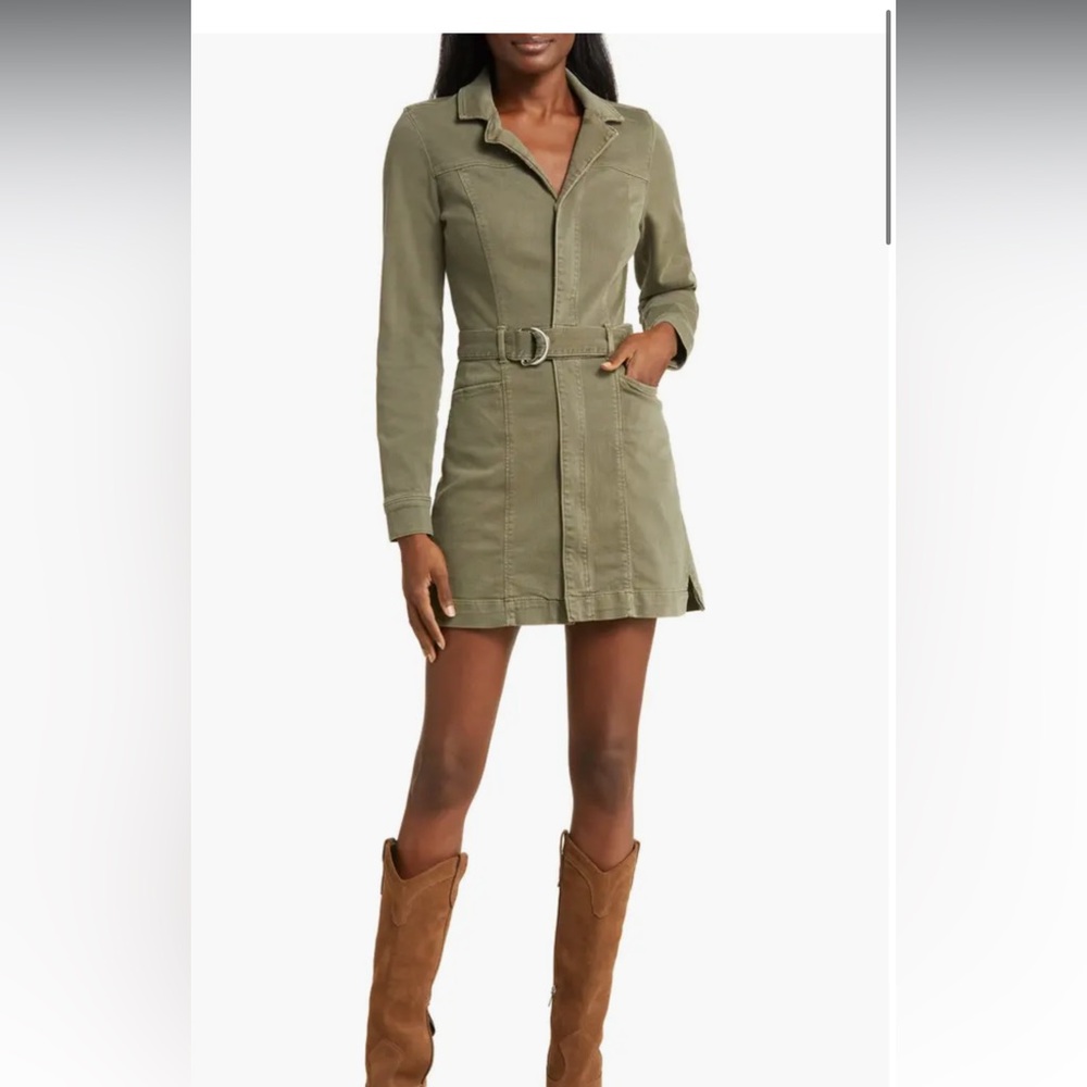 PAIGE Anessa Mini Dress with Belt in Olive Green